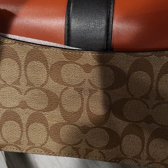 Nwt COACH Georgie Shoulder Bag In Colorblock Signature Canvas W/Rivets Tabby sty - Picture 10 of 12